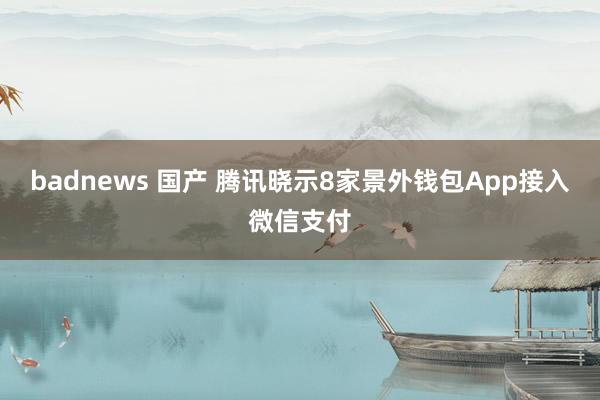 badnews 国产 腾讯晓示8家景外钱包App接入微信支付