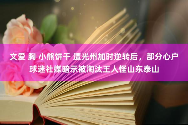 文爱 胸 小熊饼干 遭光州加时逆转后，部分心户球迷社媒暗示被淘汰王人怪山东泰山